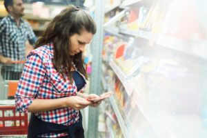 Couple shopping in grocery store