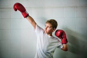 Boy Boxing Victory Confidence Posing Winning Concept