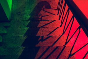 Stair steps with red light