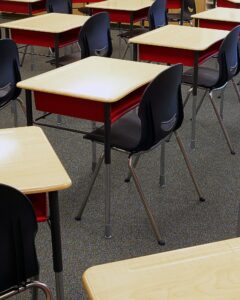 Student Desks In Classroom