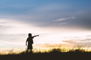 kid silhouette,Moments of the child's joy. looking for future,
