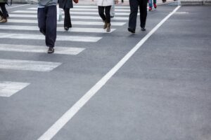 Pedestrians crossing the road